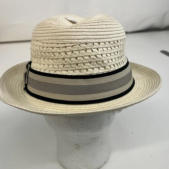 Scala Classico Hat Fedora Fitted Mens XLarge White Toyo Straw Summer Dressy - Picture 4 of 12